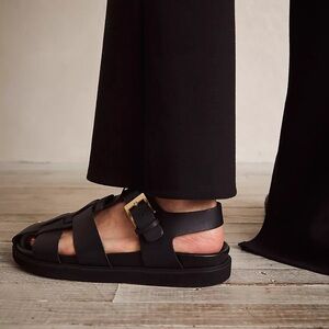 Free People Black Strappy Sandals